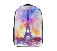 VesFy Sacs À Dos Tour Eiffel Cartable Enfant Architecture de la ville Sac D'école Sac De Voyage Sac Scolaire Pour Garcon Filles 17inch
