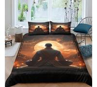 VesFy Sakyamuni pour Adultes Et Enfants Housses De Couettes 3D Imprimé Housse De Couette E avec Fermeture À Glissière Parure De Lit avec Taies Microfibr 3 Pièces King（220x240cm）
