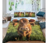 VesFy Vache Mignonne Housse De Couette pour Adultes Et Enfants Housses De Couettes 3D Imprimé Animaux Parure De Lit avec Taies E avec Fermeture À Glissière Microfibr 3 Pièces Double（200x200cm）