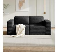 Vesgantti 202 cm Modulares Sofa 2-Sitzer, Cord Loveseat mit Federkern, Extra Tiefe Sitzfläche, Boneless Couch für Wohnzimmer, Kein Aufbau erforderlich, Rutschfester Boden, Schwarz