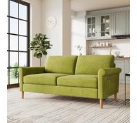 Vesgantti Canapé 2 Places en Tissu Velours Vert, 165cm Style Moderne Scandinave pour Salon, Appartement, Petit Espace, Pieds Bois Massif, 168x88x75