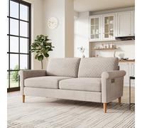 Vesgantti Canapé 2 Places Velours Beige 165 cm - Style Scandinave Moderne pour Salon et Petit Appartement, Pieds en Bois Massif 168×88×75 cm