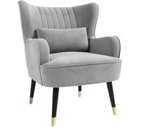 Vesgantti Fauteuil en Velours, Fauteuil à Oreilles pour Salon - Gris