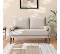 Vesgantti Petit Canapé 2 Places Ashbeige, Canapé en Lin 121cm avec Coussin à Ressorts, Mini Chambre Chambre avec Accoudoirs, Chambre de Salon Moderne, Causeuse Fixe 2 Places, Ashbeige Causeuse