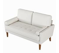 Vesgantti Petit Canapé 2 Places, Canapé en Velours 121cm avec Coussin à Ressorts, Mini Chambre avec Accoudoirs, Causeuse de Salon Moderne, Causeuse Fixe 2 Places, Blanc De Lait