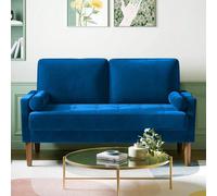 Vesgantti Petit Canapé 2 Places Gris, Canapé en Velours 121cm avec Coussin à Ressorts, Chambre avec Accoudoirs, Causeuse de Salon Moderne, Causeuse Fixe 2 Places, Gris Causeuse Vert Grisâtre Style - L