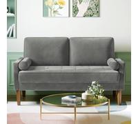 Vesgantti Petit Canapé 2 Places Gris, Canapé en Velours 121cm avec Coussin à Ressorts, Mini Chambre avec Accoudoirs, Causeuse de Salon Moderne, Causeuse Fixe 2 Places, Gris Causeuse