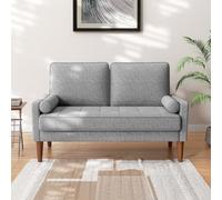 Vesgantti Petit Canapé 2 Places Gris Clair, Canapé en Lin 121cm avec Coussin à Ressorts, Mini Chambre Chambre avec Accoudoirs, Chambre de Salon Moderne, Causeuse Fixe 2 Places, Gris Clair Causeuse