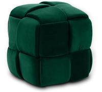 Vesgantti Pouf Ottoman en Velours Repose-Pieds Salon Tressé Tabouret Carrée de Maquillage Décorative Moderne 43 x 43 x 46 cm Charge Max 140 kg (Vert)