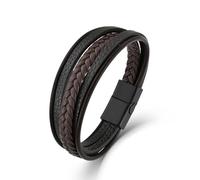 Veshon Bracelet en cuir multicouche pour homme - Bracelet tressé de 21,1 cm avec fermoir en alliage, excellent cadeau pour homme, marron classique et noir, 8.3in(21cm), Cuir, Pas de gemme