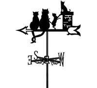 VESIC Metal Weathervane for Garden Stake,Yard Roof,Farmhouse,Decorative Weathervanes with Black Cat Decoration,Wind Vane,Measuring Tool Holder,Easy to Use,Cat~b (Cat~c Normal)
