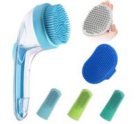 Vesidoloy Brosse de shampooing pour chien - Brosse à récurer pour chien pour poils longs, masseur de douche pour spa, maison, extérieur, camping, intérieur