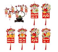 Vesidoloy Décorations Du Nouvel An - 6 Pièces Rouge Vietnamien 2026,Décorations de Fête de l'Année du Cheval,pour en Pot Bibliothèque Maison Entrée Arbre Mur Fenêtre