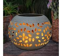 Vesidoloy Lanternes solaires d'extérieur à poser - Lampes solaires décoratives de jardin - Lampes solaires d'extérieur étanches - Lanterne solaire creuse vintage en métal - 15,5 x 15,5 x 11,5 cm