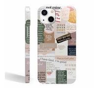 Vesidurt Coque de collage de citations chrétiennes pour iPhone 13 Mini, coque complète en polycarbonate lisse et résistant avec les mots de Jésus populaires pour homme et femme, compatible avec iPhone