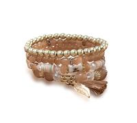 Vesitim Bracelet extensible empilable en perles de verre - Parure de bijoux bohème pour femme, 7in, Cristal, Pas de gemme