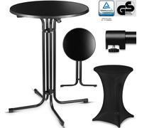 VESKA® Gastro Table haute Ø 80cm avec housse, table de bistrot pliante Indoor & Outdoor, pieds réglables en hauteur, table pliante ronde - table de fête, table de réception