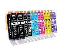 Veson Cartouches d'encre PGI-580 XXL CLI-581 XXL Compatibles pour Canon 580 581 pb pour Pixma TS8150 TS8151 TS8152 TS8250 TS8251 TS8252 TS8350 TS8350a TS8351 TS8351a TS8352 TS9150 TS9155, Paquet de 12