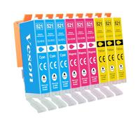 Veson CLI-521 Cartouches d'encre Compatibles pour Canon 521 avec Pixma IP3600 MX870 MP550 IP4600 MP620 IP4700 MP560 MP640 MX860 MP630 MP980 IP4600X MP990 MP540 MP540X (3 Cyan, 3 Magenta, 3 Jaune)