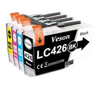 Veson LC426 Cartouche d'encre Compatibles avec Encre Brother LC 426 LC426XL LC-426VAL pour Cartouche Brother MFC-j4340DW MFC-j4350DW MFC-J4540DW MFC-J4535DW (1 Noir, 1 Cyan, 1 Magenta, 1 Jaune)