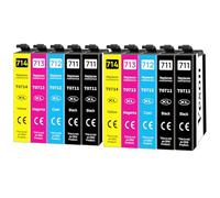 Veson T0715 Cartouches d'encre Compatibles pour Epson T0711 T0712 T0713 T0714 avec Epson Stylus D92 D78 SX218 SX410 DX4400 DX7400 DX4050 DX7450 DX8400 DX8450 DX9400F SX400 B40W BX300F (Lot de 10)