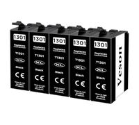 Veson T130XL Cartouche d'encre Compatible avec Cartouche Encre Epson T1301 pour Epson WF 3520, Stylus Office BX925FWD BX635FWD BX935FWD B42WD SX525WD WF-3540 WF-7525 (5 Noires)