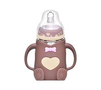 Vesone Biberon en Verre avec tétines, pailles, étuis en Silicone, col Large, pour bébés allaités 12x5cm