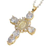 Vesone Collier Croix de la Vierge Marie,Collier Pendentif Croix de la Vierge Marie - Pendentif Croix Sainte Marie,Cadeaux de Bijoux, Bijoux de Collier pour Mariage, Porm, Usage Quotidien, Bijoux de