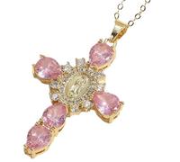 Vesone Pendentif Croix de la Vierge Marie, Collier Croix de la Vierge Marie - Collier croisé,Cadeaux de Bijoux pour Femmes pour fête, Mariage, Porm et Usage Quotidien, Bijoux en Croix