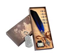 Vesone Stylo Plume et Encrier Set - Écriture Fluide Rétro Avec Porte-Clés,Set d'Encres et d'Accessoires pour Écriture | pour Journal Calligraphie Dessin Cadeau Maison Bureau École