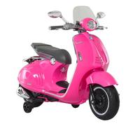 Vespa scooter électrique enfants - HOMCOM - 6 V, musique, klaxon, phare, 2 roues auxiliaires - PP et métal - 108x49x75cm - rose