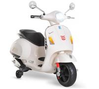 Vespa scooter moto électrique enfants 6 V dim. 102L x 51l x 76H cm musique MP3 port USB klaxon phare feu AR blanc