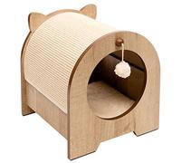 VESPER Minou - Cachette pour Chat Mignon Lit et Griffoir en 1 - Meuble Chêne