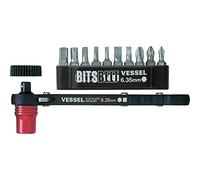 Cliquet plat pour embouts et douilles + 10 embouts 25,4mm (PH1/PH2/PH3/-4/-6/H2,5/H3/H4/H5/H6) VESSEL