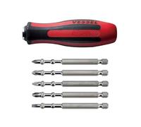 VESSEL Poignée de tournevis MEGADORA 900W + 5 embouts PH1/PH2/PZ1/PZ2/SL4 x 90mm