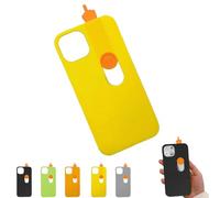VessEn Coque iPhone Doigt d'Honneur Coulissant, Cas de Téléphone Glissant 3D Imprimé, Flip Case en Plastique PETG, Jaune, Argent, Noir, Vert, Orange, Compatible iPhone 12, 11