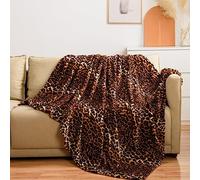 Vessia Couverture imprimée léopard pour canapé, lit, Sofa, 290 g/m², Motif léopard Classique, jeté pour décoration de Toutes Saisons, Confortable imprimé Animal guépard Jaune (127 x 177,8 cm)