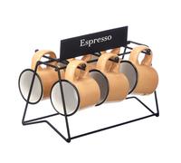 VESSIA Set de 6 tasses à café en porcelaine beige 100ml avec support