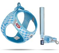 Vest Harness curli Clasp Air-Mesh SkyBlue-Caro S & Leash M