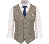 Vest Mens Suit Vest Denim Blue Linen Soild Silm Fit for Formal Wedding Casual Men's Vest (Color : A Size : XL Code) (D M Code)