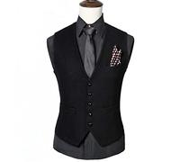 Vest Woolen Tweed Vest Grey for Men V Neck Custom Made Wedding Groom Best Man Suit Waistcoat Single Breasted (Color : B Size : XXXL Code) (C S Code)