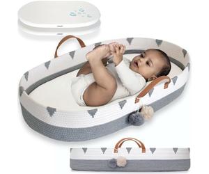 Vesta Baby Ensemble de couffin en corde de coton tissée - Dessus de table avec coussinet en mousse souple et 2 housses imperméables en bambou naturel pour un changement facile des couches - Décoration