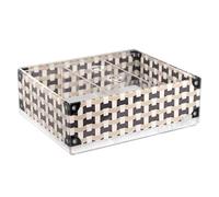 VESTA Boîte avec couvercle Only Tea - Basic - Impression tissée - 3 compartiments intérieurs - 20 x 16 x 7 cm - Cristal acrylique - Fabriqué en Italie