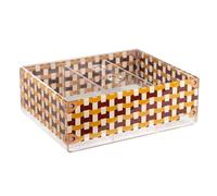 VESTA Boîte avec couvercle Only Tea - Orange - Impression tissée - 3 compartiments intérieurs - 20 x 16 x 7 cm - Cristal acrylique - Fabriqué en Italie