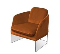 VESTA Fauteuil Casanova avec assise rembourrée - Transparent et orange - H77 cm - Base en cristal acrylique - Assise en velours - Fabriqué en Italie
