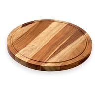 Vesta Homes Grande planche à découper ronde en bois, planche à découper/servir, planche à charcuterie et à fromage pour la cuisine | Bois d'acacia naturel | 38,1 x 38,1 x 2,5 cm | Fabriquée à la main