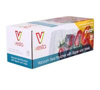 Vesta Precision Lot de 15 sacs sous vide transparents et plats avec fermeture éclair et valve 20 x30 cm claire