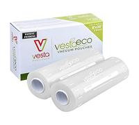 VestaEco Lot de 2 rouleaux de joint sous vide compostables commercialement en relief 20,3 cm x 6 m