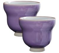Vestamore 2er-Set Ru-Kiln-Teetassen, Porzellan mit eisartiger Craquelé-Glasur, 120 ml/4,1 fl oz, durchbrochene Meistertasse mit Rissmuster, handgeformte Kürbisform, Geschenk für die Teezeremonie