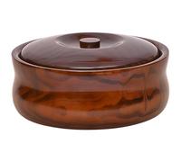 Vestamore Bol de service en bois avec couvercle, Ø 22 cm, saladier rond à grain visible, finition lisse, récipient de conservation et de présentation pour noix, salades et collations